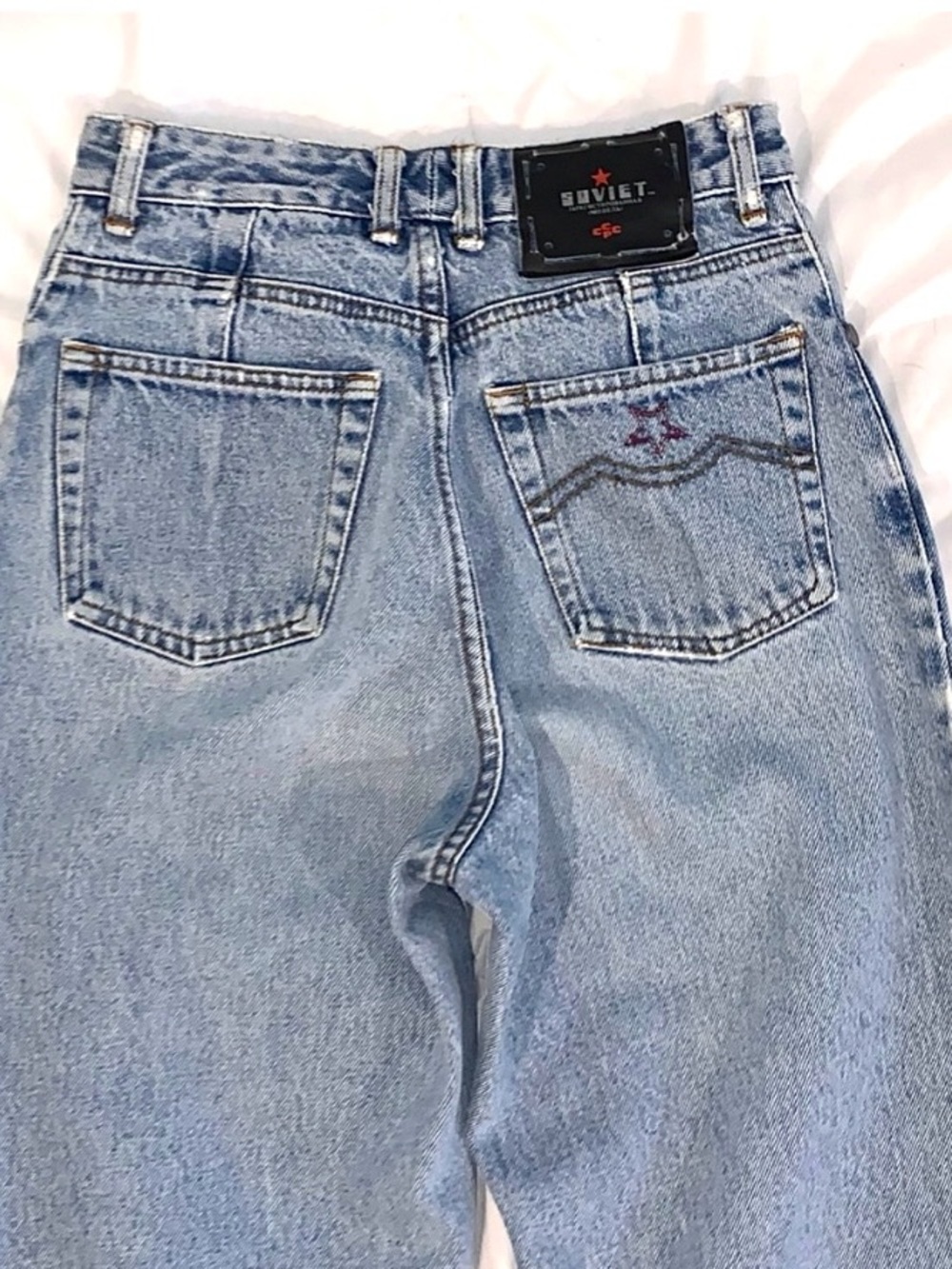 VTG 90s Soviet Brand High Waisted Light Wash Jeans CCCP Red Star Rare women’s 25